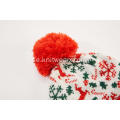 Girl's Boy's Stickad Jacquard Christmas Pompom mössa